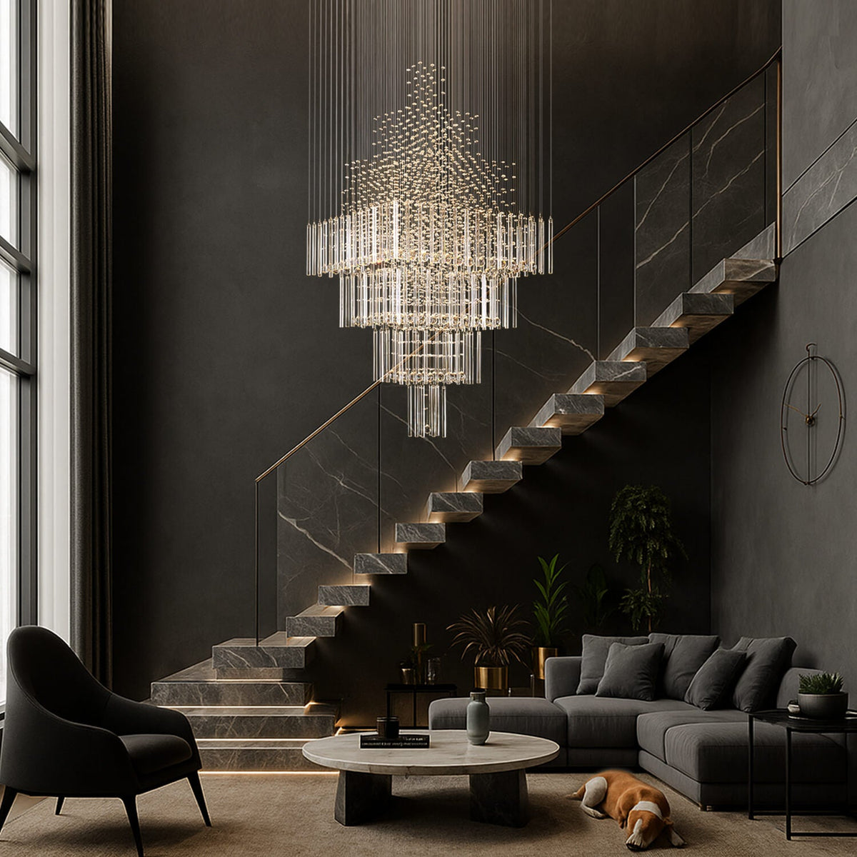 Lustre Cristal Gouttes pour Salon