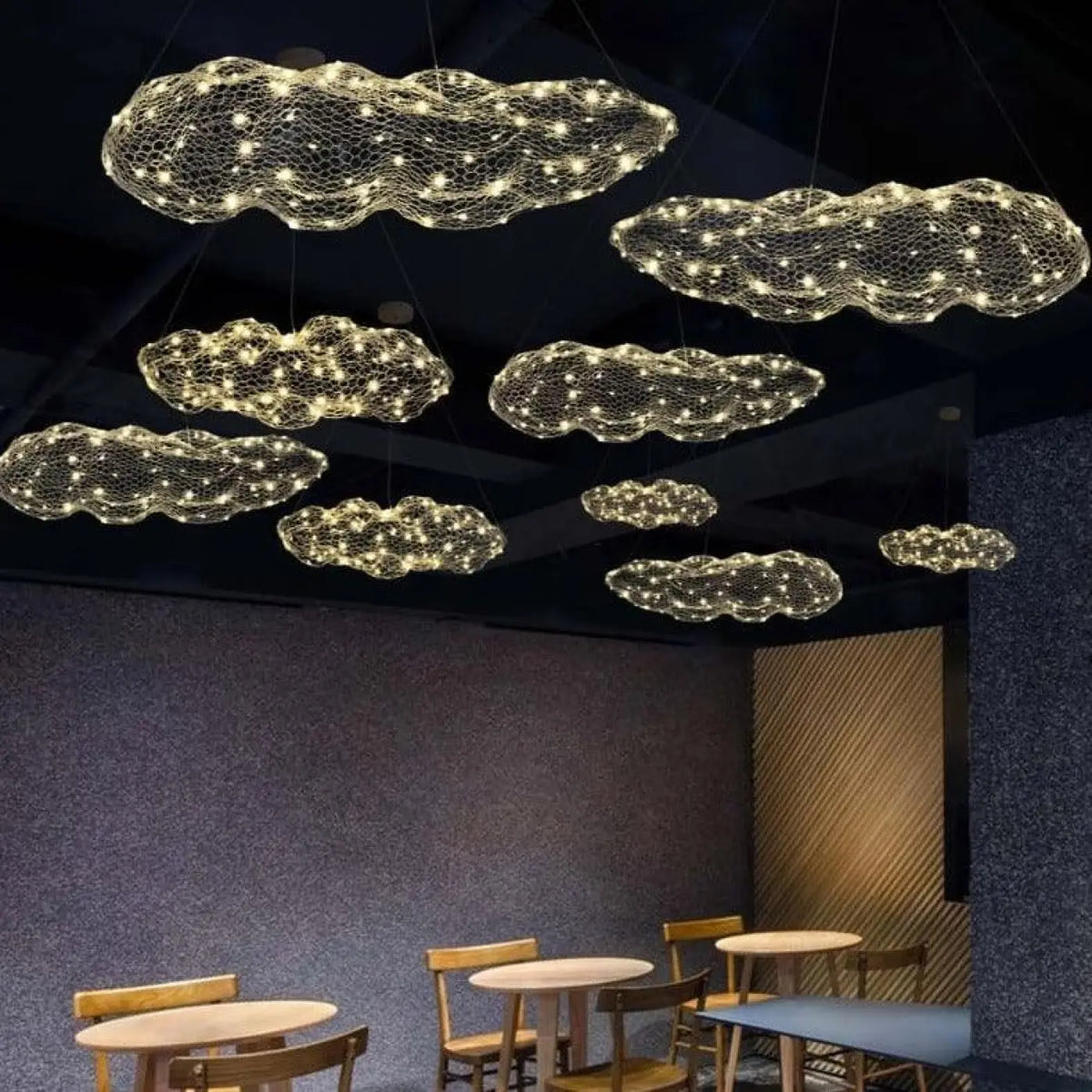 Lampe Suspendue LED Dorée pour Chambre et Salon