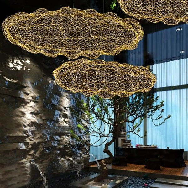 Lampe Suspendue LED Dorée pour Chambre et Salon