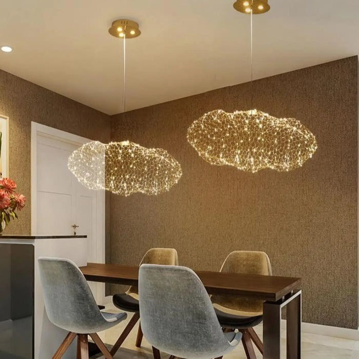 Lampe Suspendue LED Dorée pour Chambre et Salon