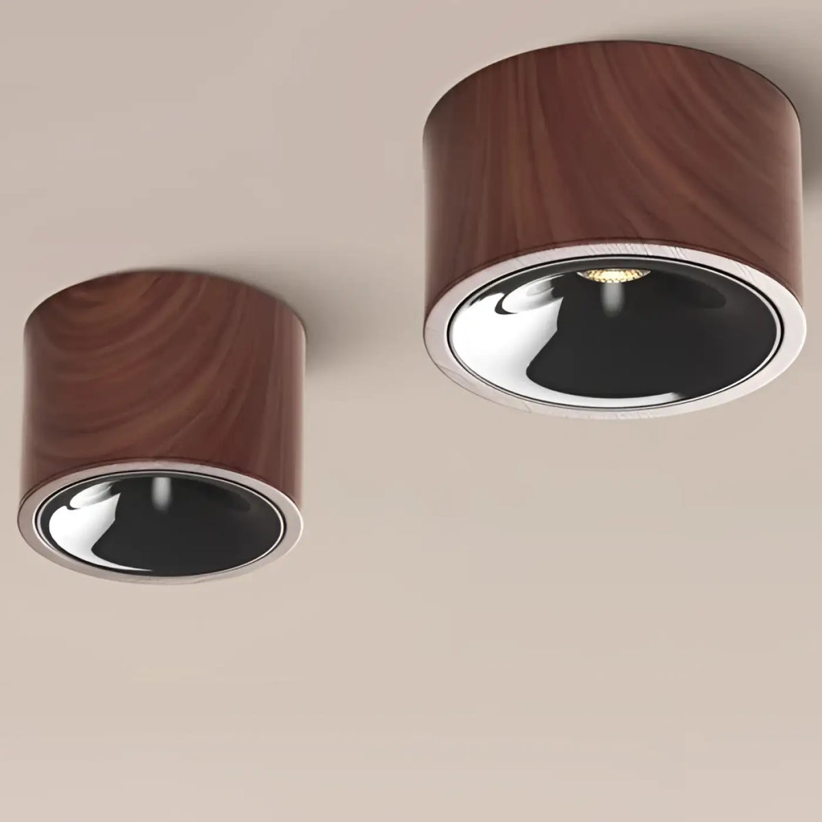 Plafonnier LED Bois et Chrome