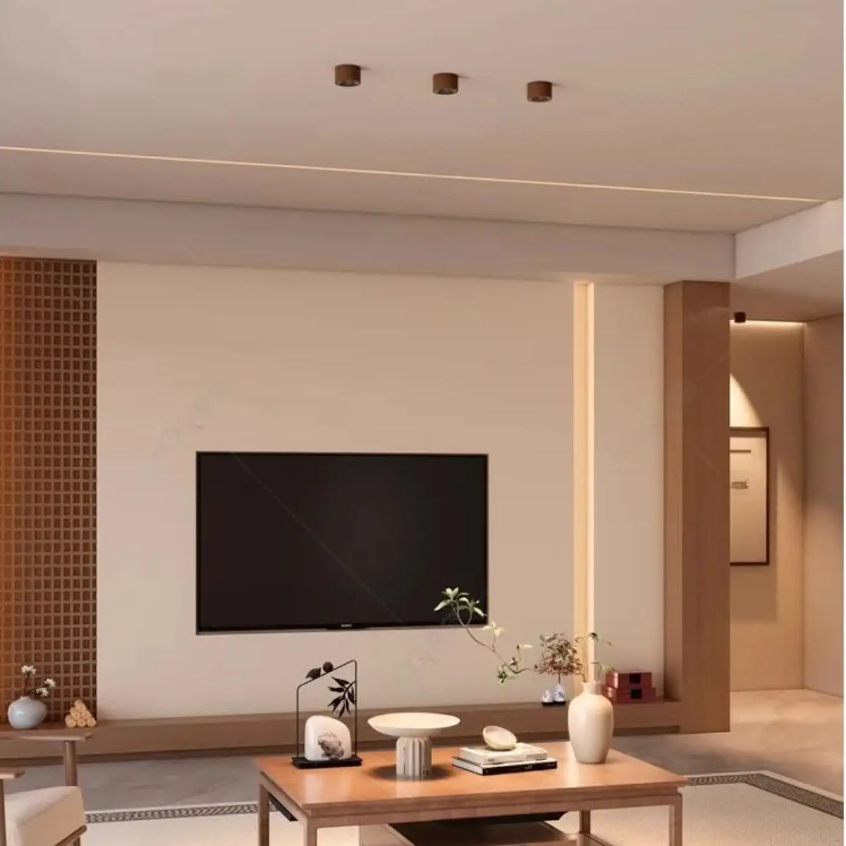 Plafonnier LED Bois et Chrome