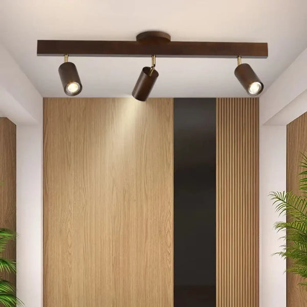 Plafonnier Spots Orientables en Bois Scandinave