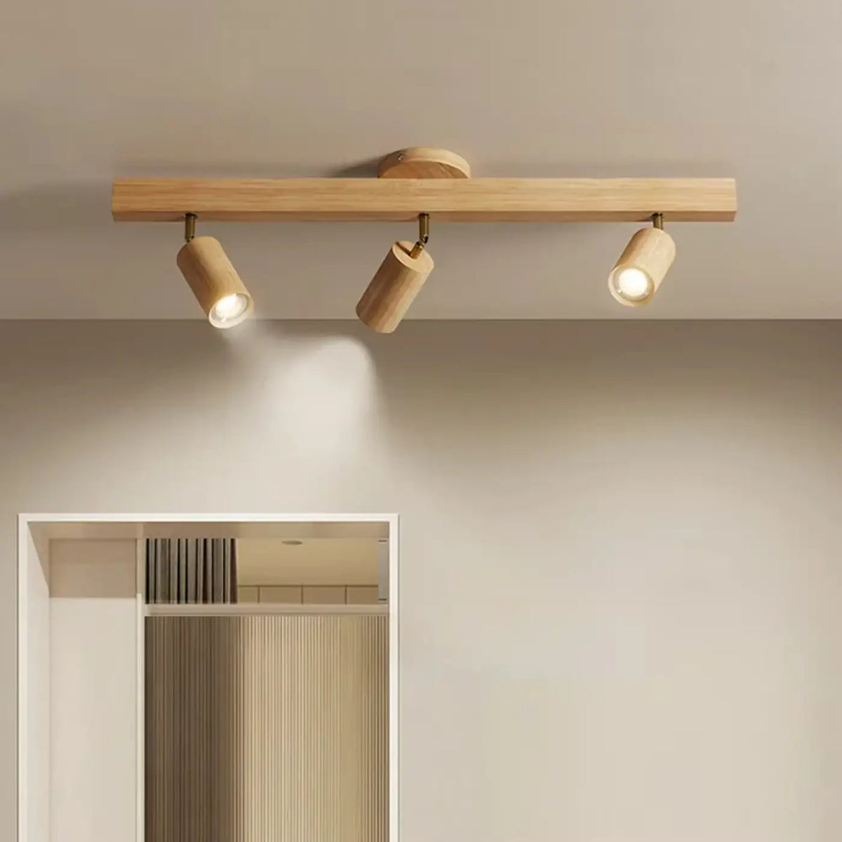 Plafonnier Spots Orientables en Bois Scandinave