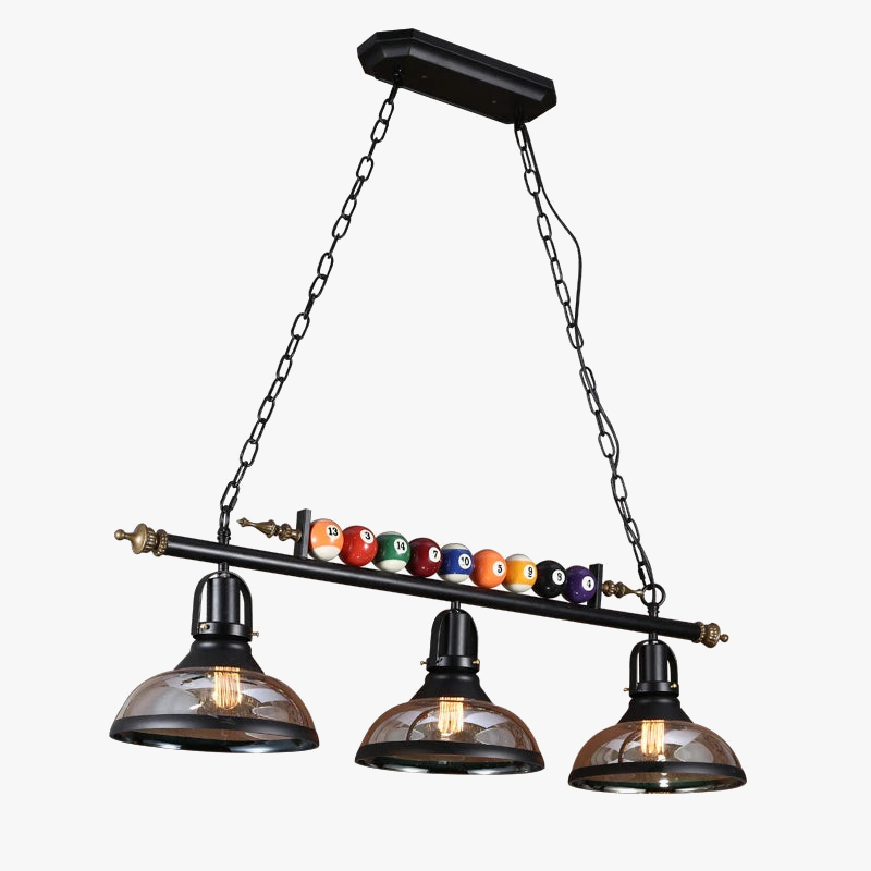Lustre Billard Industriel en Verre et Métal Noir