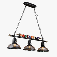 Lustre Billard Industriel en Verre et Métal Noir