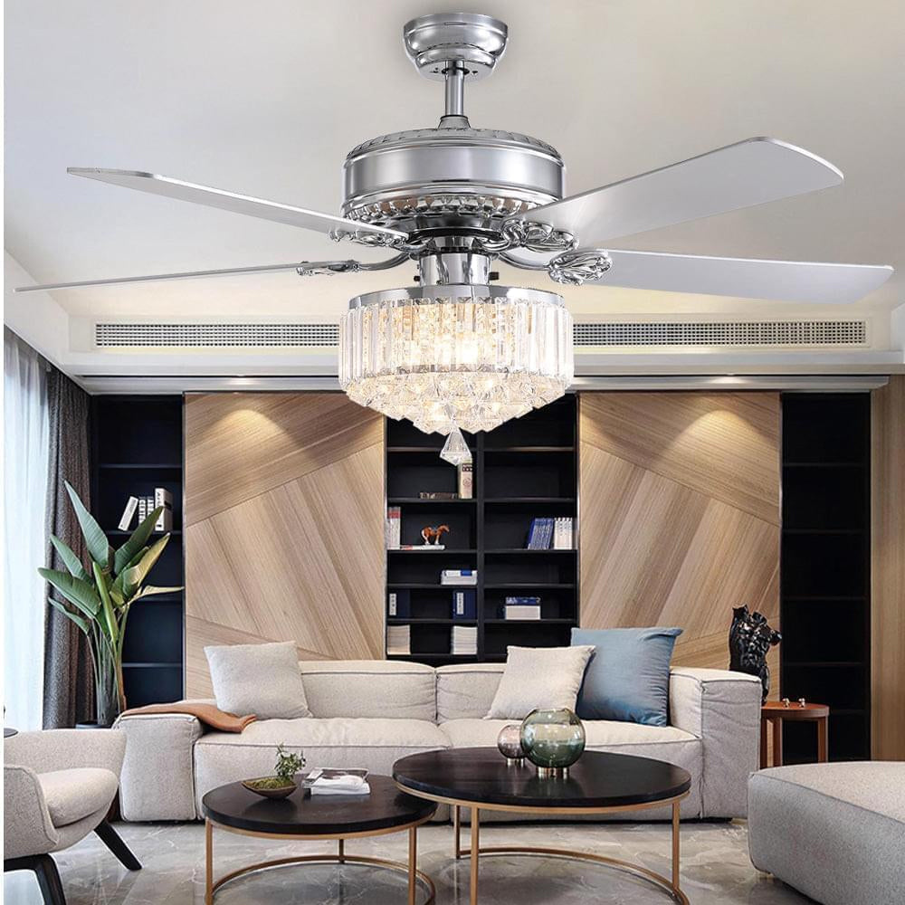 Plafonnier Ventilateur Cristal Chrome