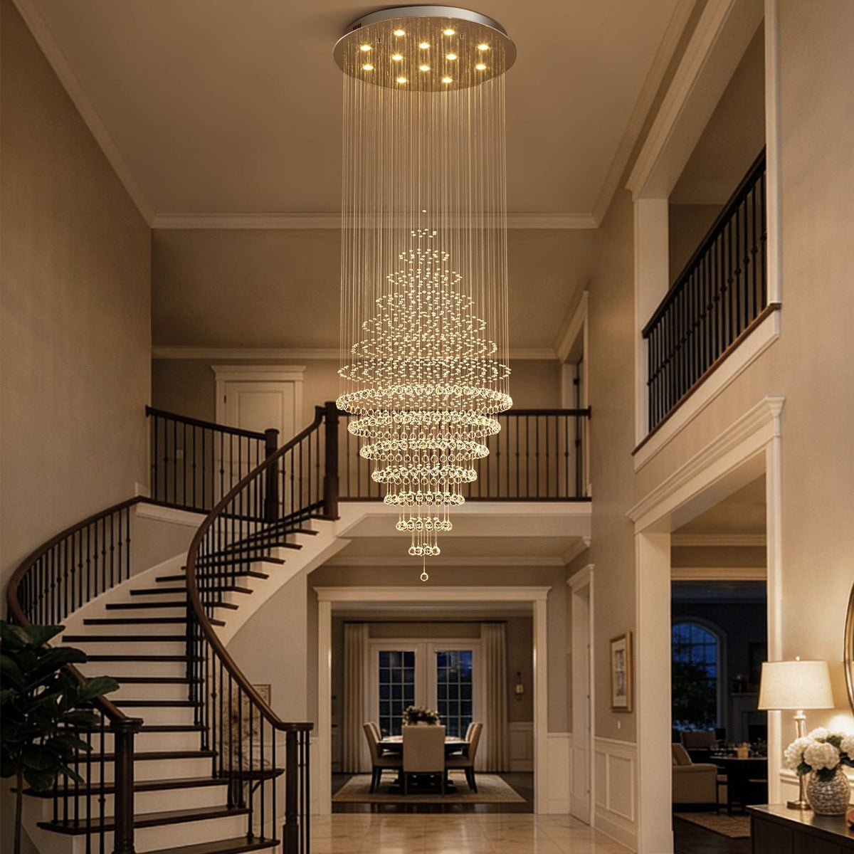Lustre Spirale Cristal Grand Format pour Salon