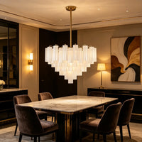 Lustre Chandelier en Verre Translucide Doré
