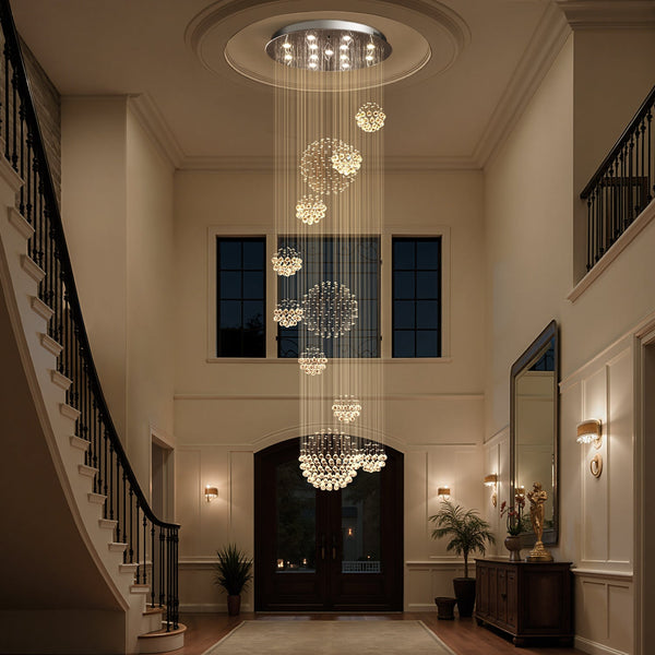 Lustre Spirale Cristal Chrome Galaxie pour Salle à Manger