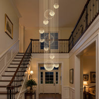 Lustre Spirale en Cristal K9 Chrome pour Escalier