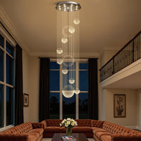 Lustre Spirale Cristal Chrome Galaxie pour Salle à Manger