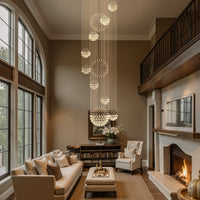 Lustre Spirale en Cristal K9 Chrome pour Escalier