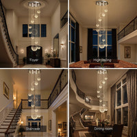 Lustre Spirale en Cristal K9 Chrome pour Escalier