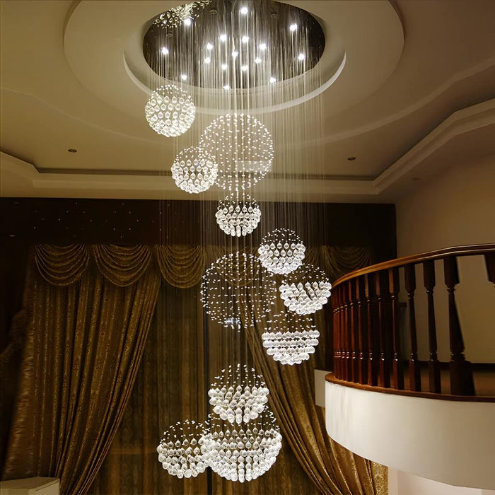 Lustre Spirale Cristal Chrome Galaxie pour Salle à Manger