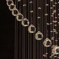 Lustre Spirale Métal Chrome Gouttes pour Escalier et Entrée