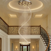 Lustre Spirale Métal Chrome Gouttes pour Escalier et Entrée