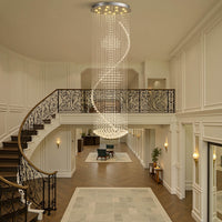 Lustre Spirale Métal Chrome Gouttes pour Escalier et Entrée