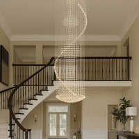 Lustre Spirale Métal Chrome Gouttes pour Escalier et Entrée