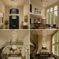 Lustre Spirale Cristal Salon gros plan