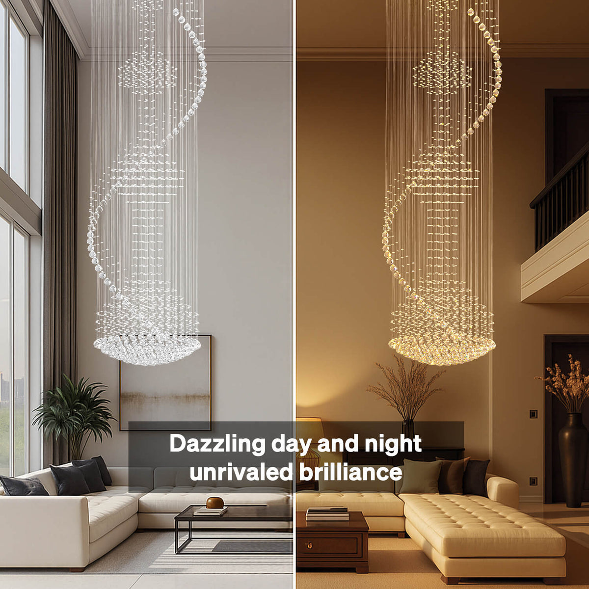 Lustre Spirale Cristal Salon suspendu