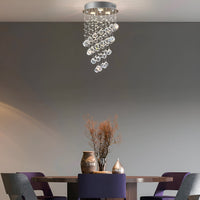 Lustre Spirale Cristal Argenté Salle à Manger vue d'ensemble