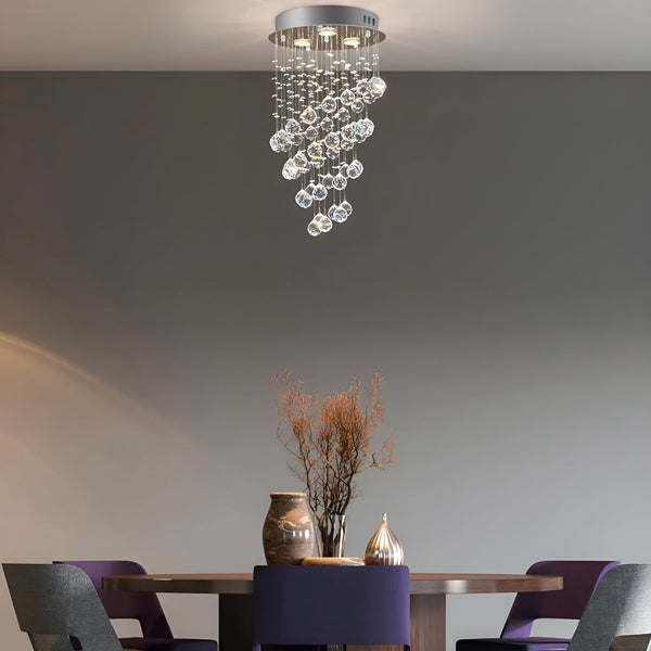 Lustre Spirale Cristal Argenté Salle à Manger vue d'ensemble