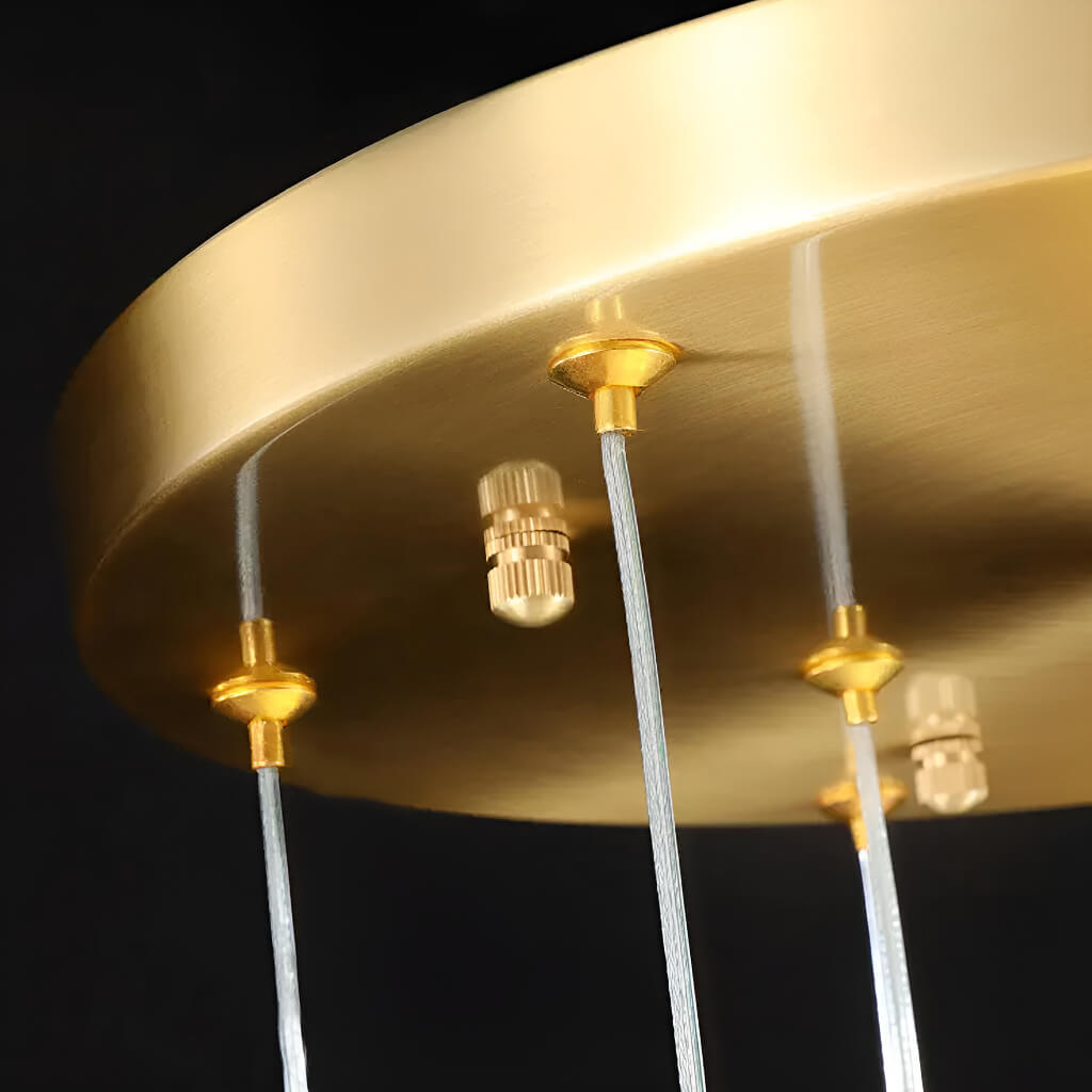 Lustre Cristal Gouttes Dorées pour Escalier et Entrée