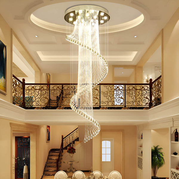 Lustre Spirale Cristal Design pour Escalier et Entrée