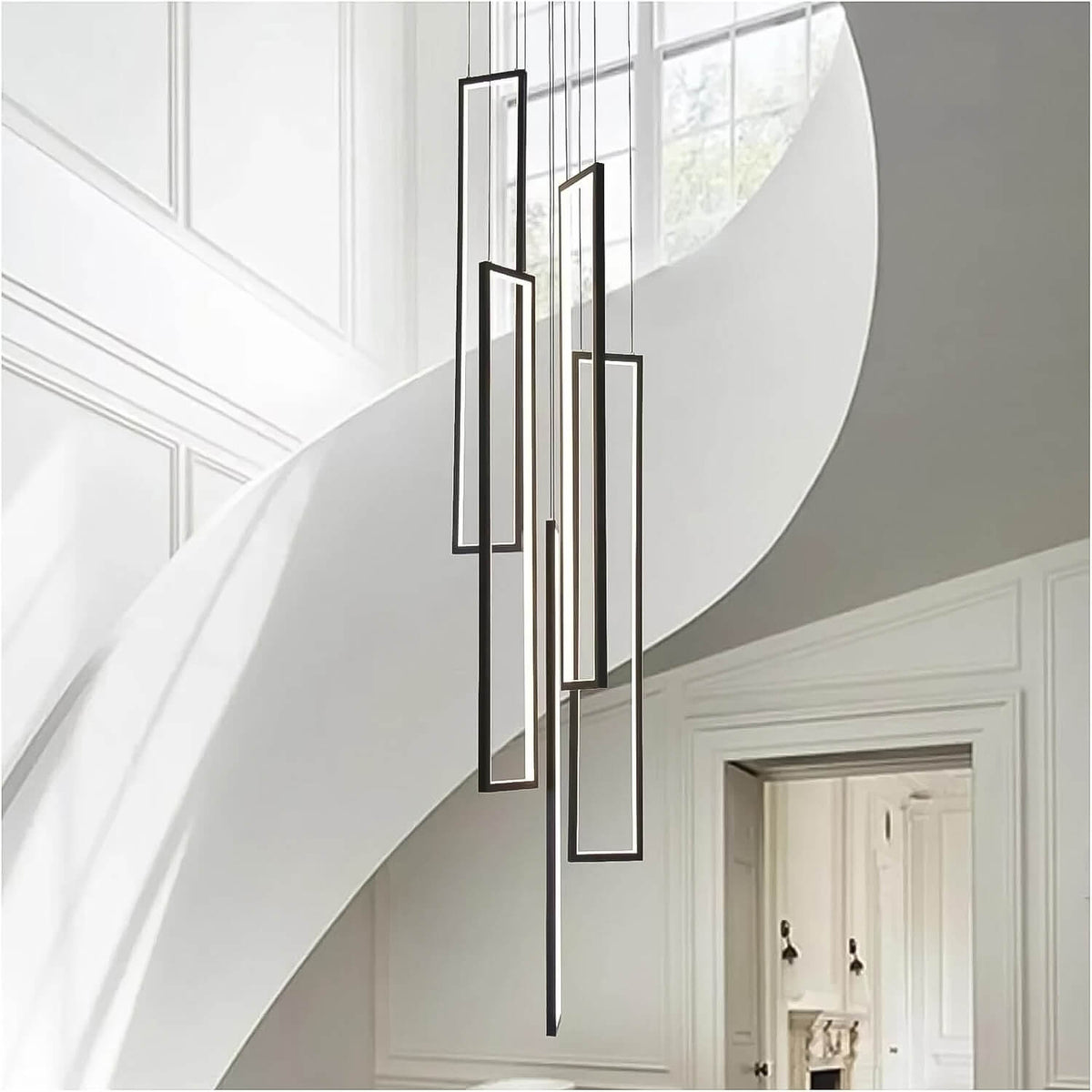 Lustre 5 Lumières LED Connecté Noir ou Or pour Salle à Manger