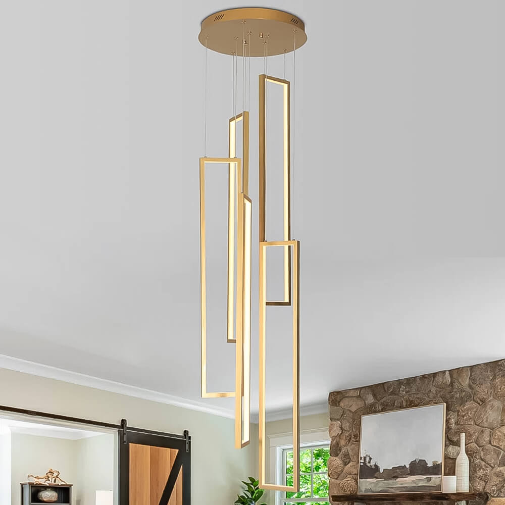 Lustre 5 Lumières LED Connecté Noir ou Or pour Salle à Manger