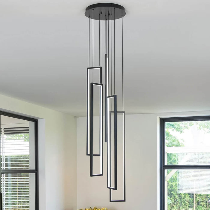 Lustre 5 Lumières LED Connecté Noir ou Or pour Salle à Manger