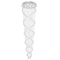 Lustre Double Spirale Cristal K9 Chrome pour Escalier et Entrée