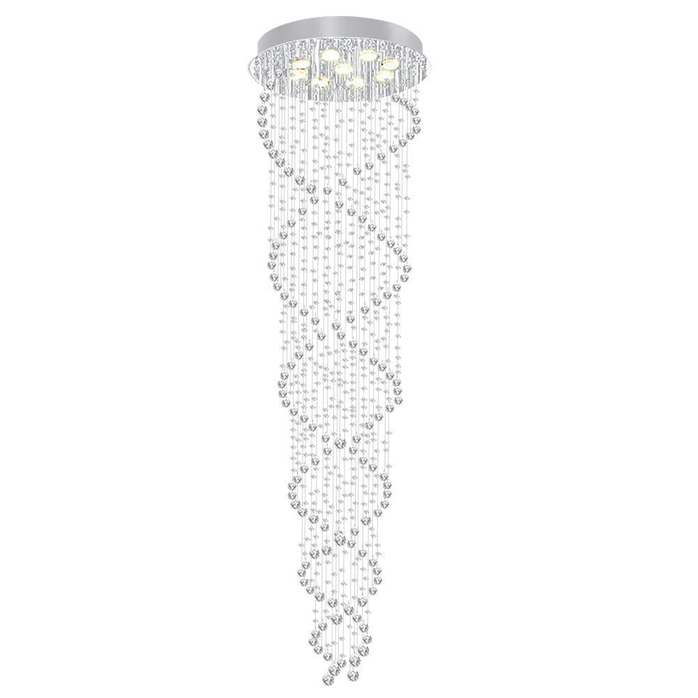 Lustre Double Spirale Cristal Escalier