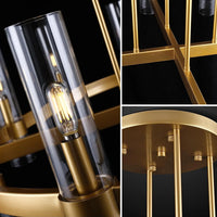 Lustre Tube Verre Transparent Doré pour Salle à Manger