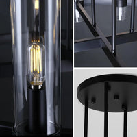 Lustre Tube Verre Transparent Doré pour Salle à Manger
