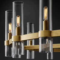 Lustre Tube Verre Transparent Doré pour Salle à Manger