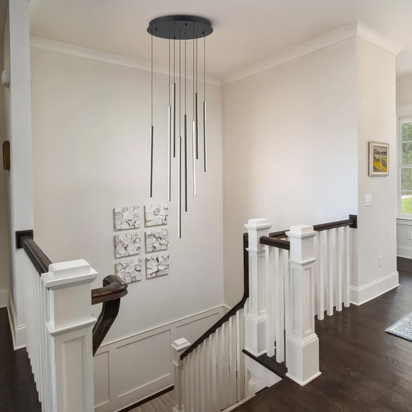 Lustre Cascade LED Noir Connecté pour Salle à Manger