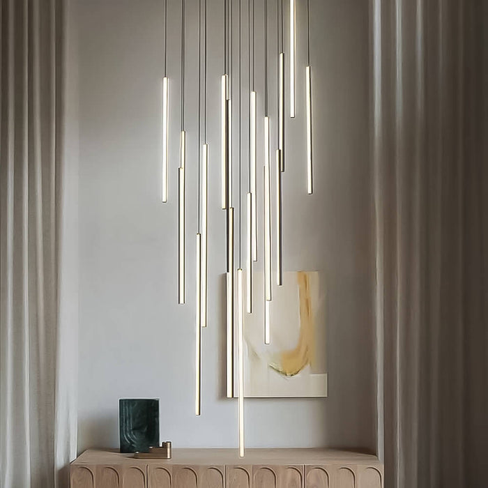 Lustre Cascade LED Noir Connecté pour Salle à Manger