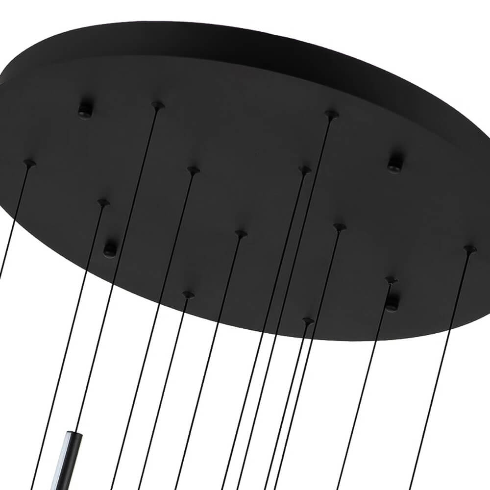 Lustre Cascade LED Noir Connecté pour Salle à Manger
