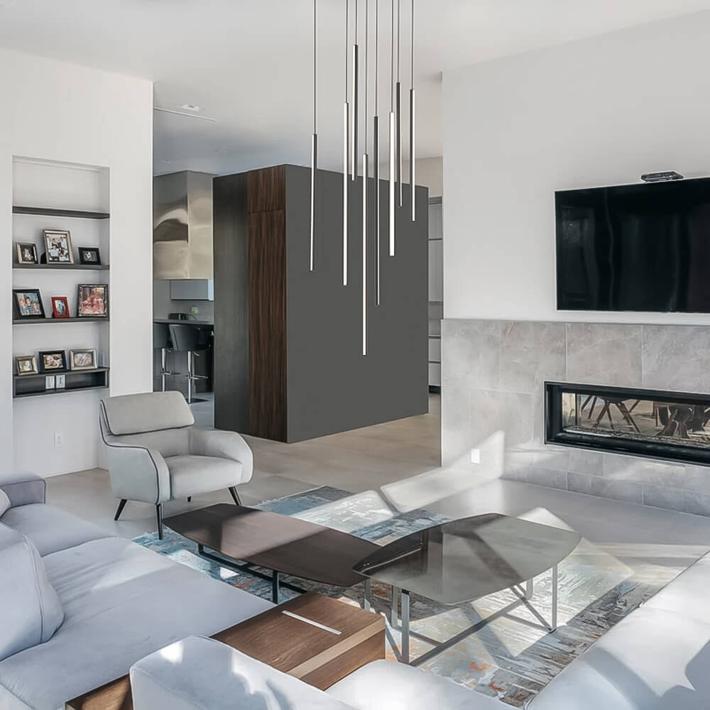 Lustre Cascade LED Noir Connecté pour Salle à Manger