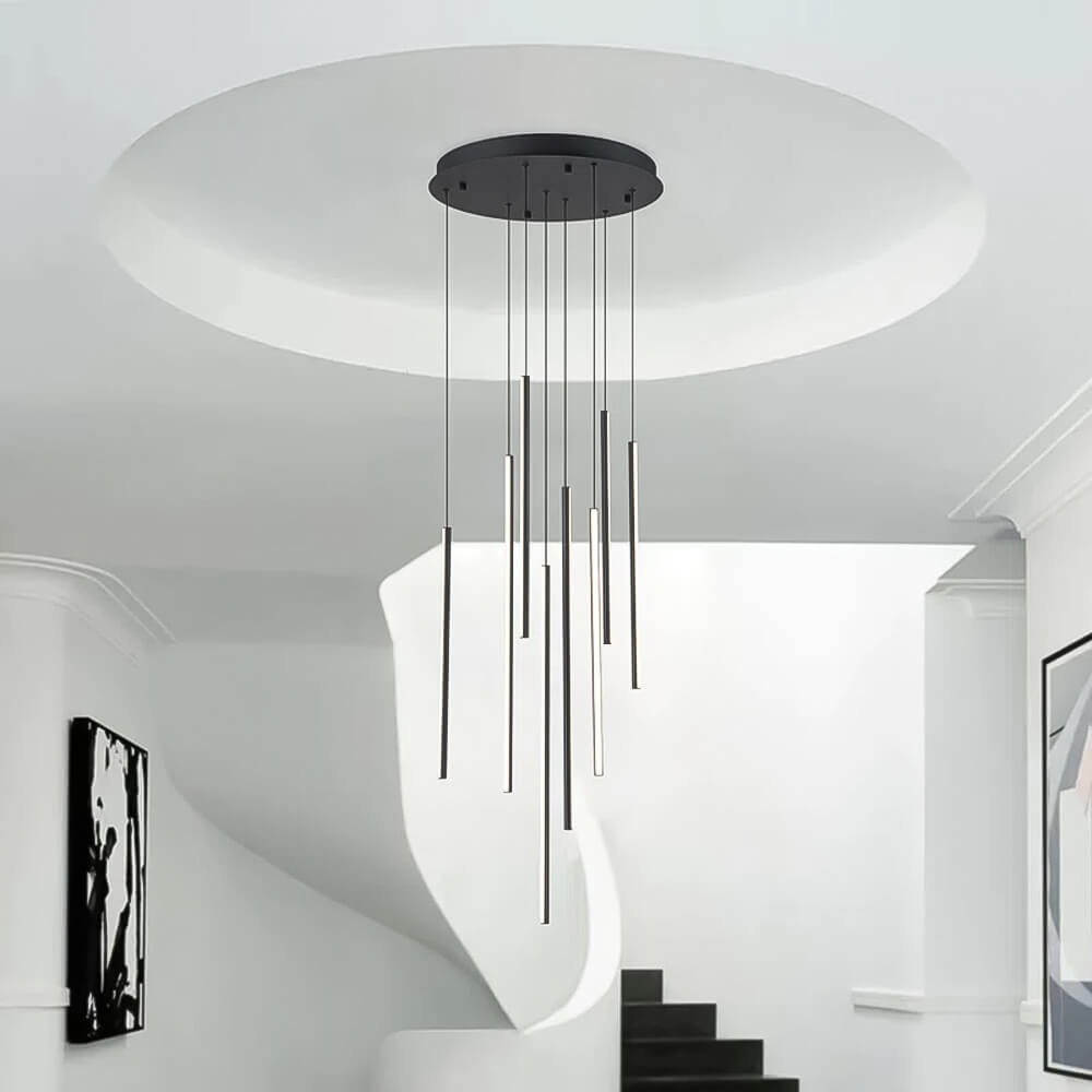 Lustre Cascade LED Noir Connecté pour Salle à Manger