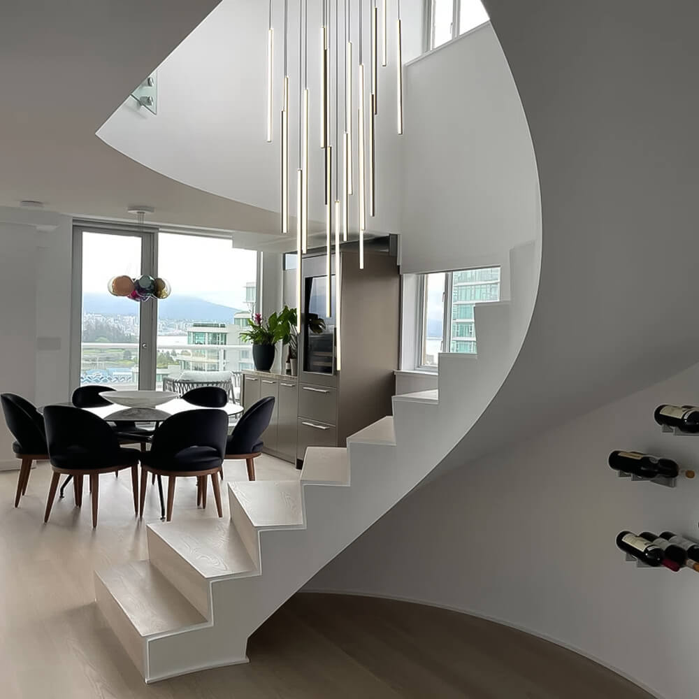 Lustre Cascade LED Noir Connecté pour Salle à Manger