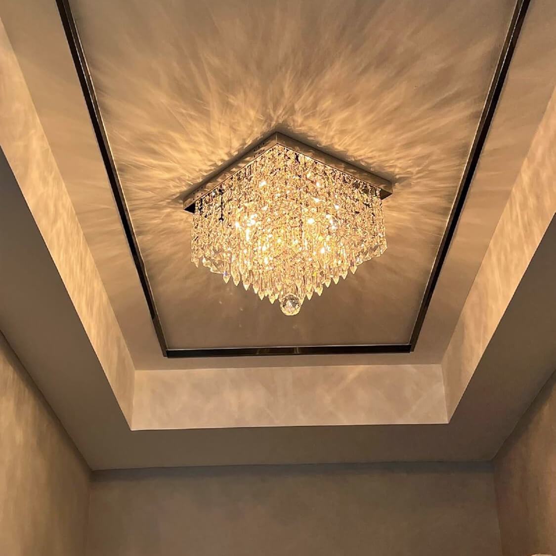 Plafonnier Carré Cristal Couloir design