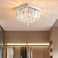 Lustre Carré Cristal Argenté 2 Lumières