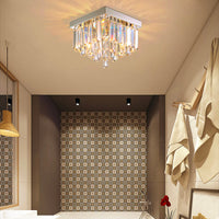 Lustre Carré Cristal Argenté 2 Lumières vue d'ensemble