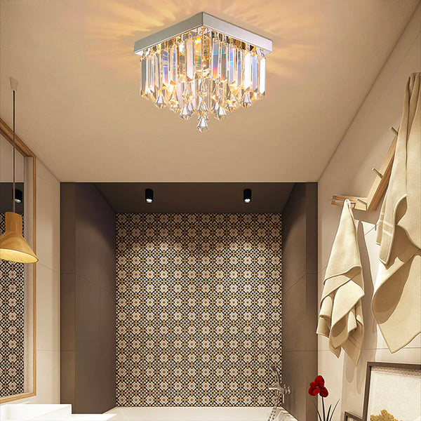 Lustre Carré Cristal Argenté 2 Lumières vue d'ensemble