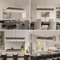 Lustre Rectangulaire Cristal Salle à Manger en situation