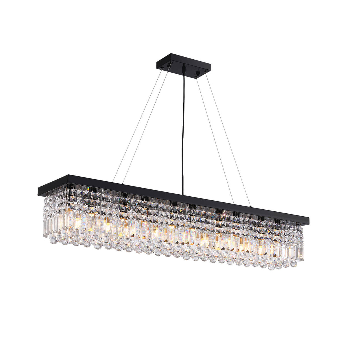 Lustre Rectangulaire Cristal Salle à Manger noir
