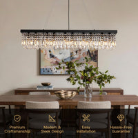 Lustre Rectangulaire Cristal Salle à Manger vue d'ensemble